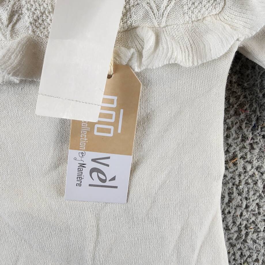 Maniere Noovel Knit Cotton Footed Coverall Baby Girls' 9M Ivory Crewneck Ruffled