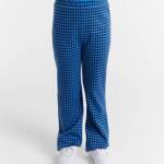 Epic Threads Check Flared Ponte Pants Girls XS 5/6 Campanula Blue Elastic Waist
