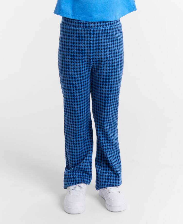 Epic Threads Check Flared Ponte Pants Girls XS 5/6 Campanula Blue Elastic Waist
