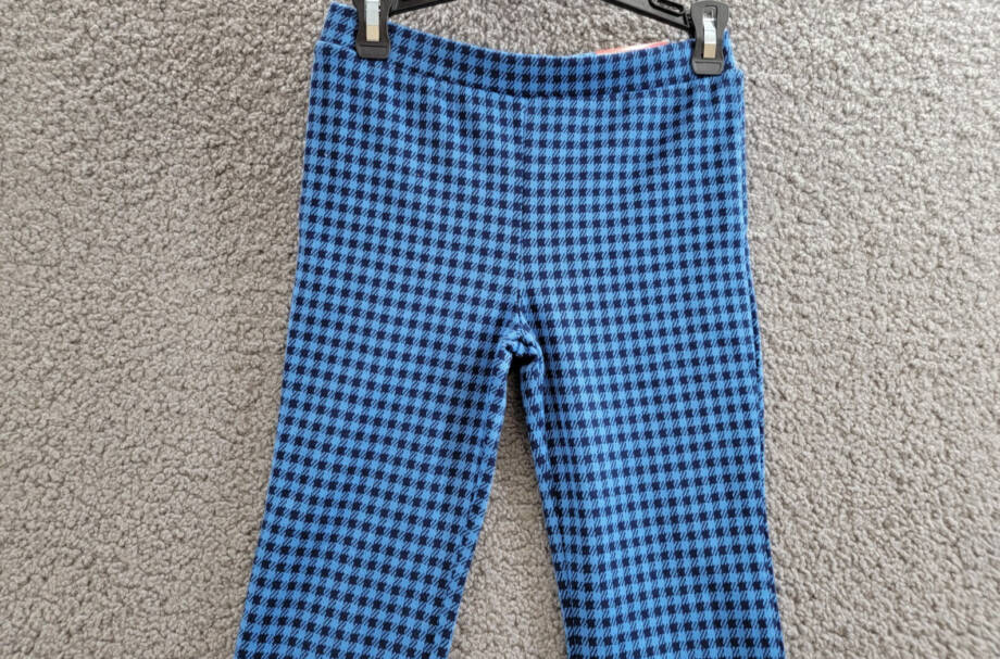 Epic Threads Check Flared Ponte Pants Girls XS 5/6 Campanula Blue Elastic Waist