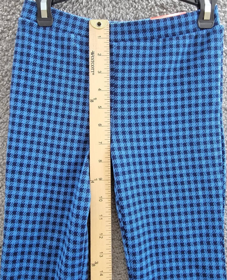 Epic Threads Check Flared Ponte Pants Girls XS 5/6 Campanula Blue Elastic Waist
