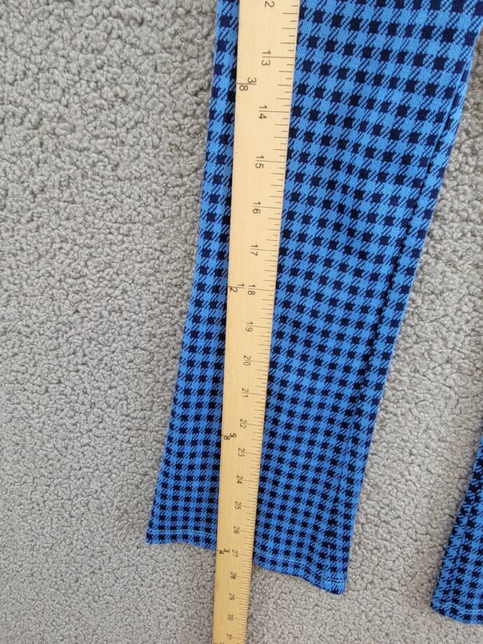 Epic Threads Check Flared Ponte Pants Girls XS 5/6 Campanula Blue Elastic Waist
