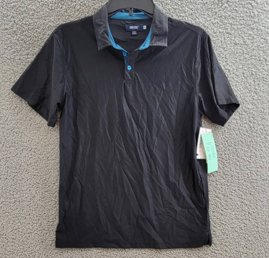 Univibe Walt Performance Polo Big Boys XL Black Short Sleeve Button Closure