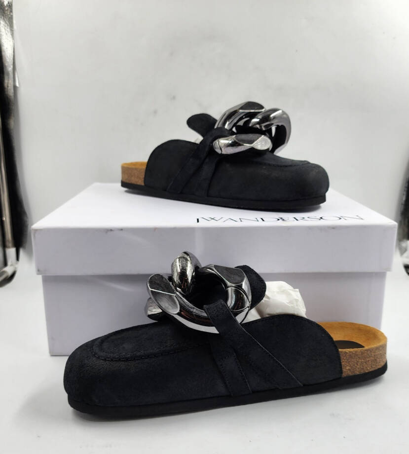 Jw Anderson Chain Slip on Loafer Leather Mules Men's 41 Black