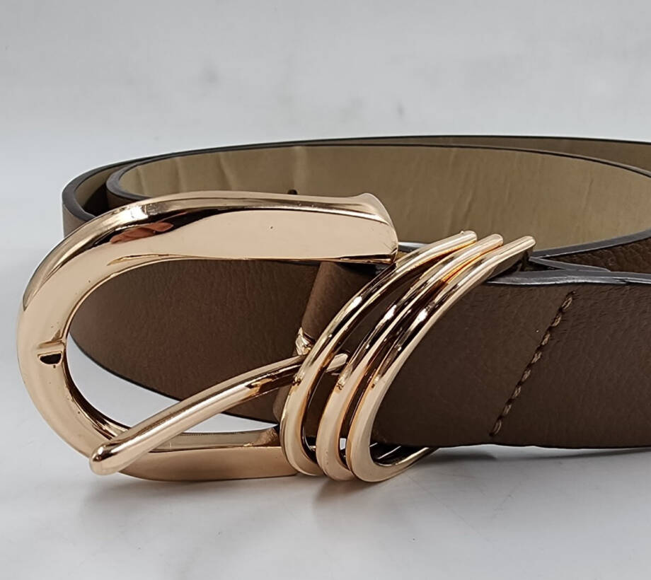 Steve Madden Multi D-Ring Keeper Belt with Gold Hardware Women's XL Brown