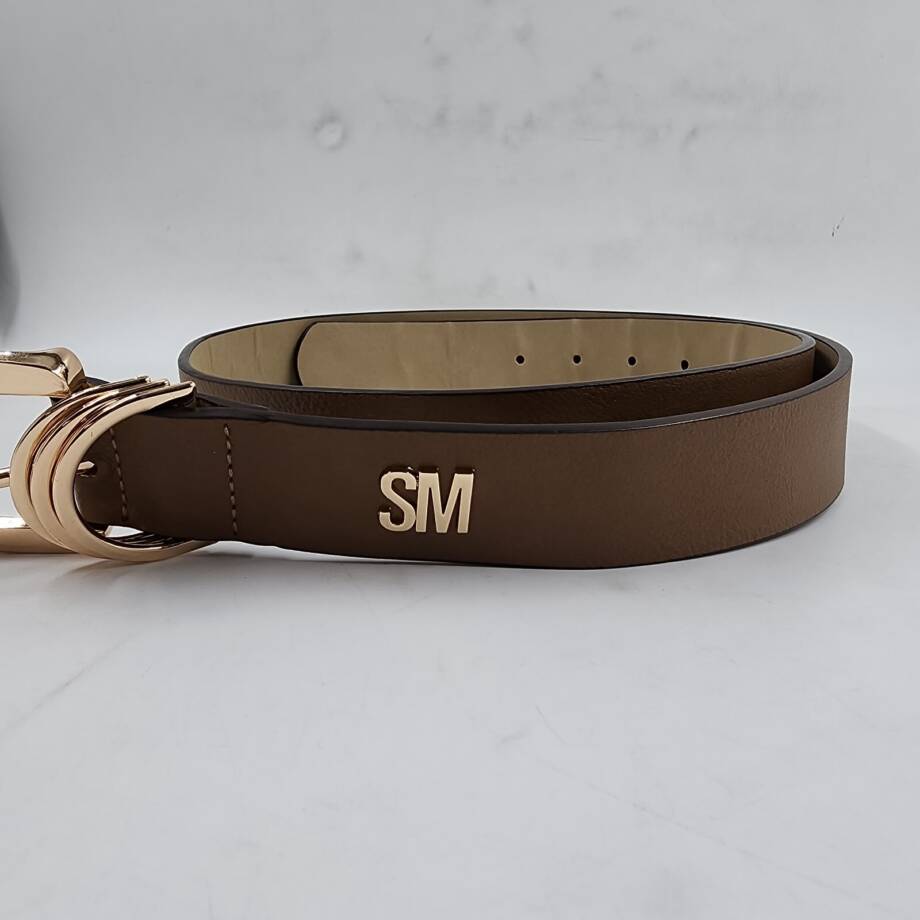 Steve Madden Multi D-Ring Keeper Belt with Gold Hardware Women's XL Brown