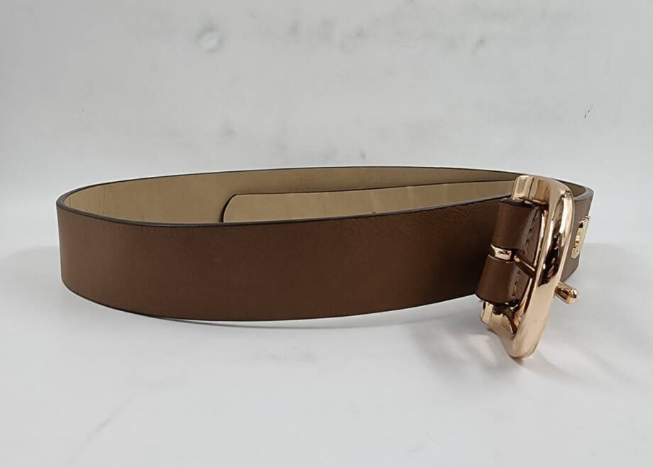 Steve Madden Multi D-Ring Keeper Belt with Gold Hardware Women's XL Brown