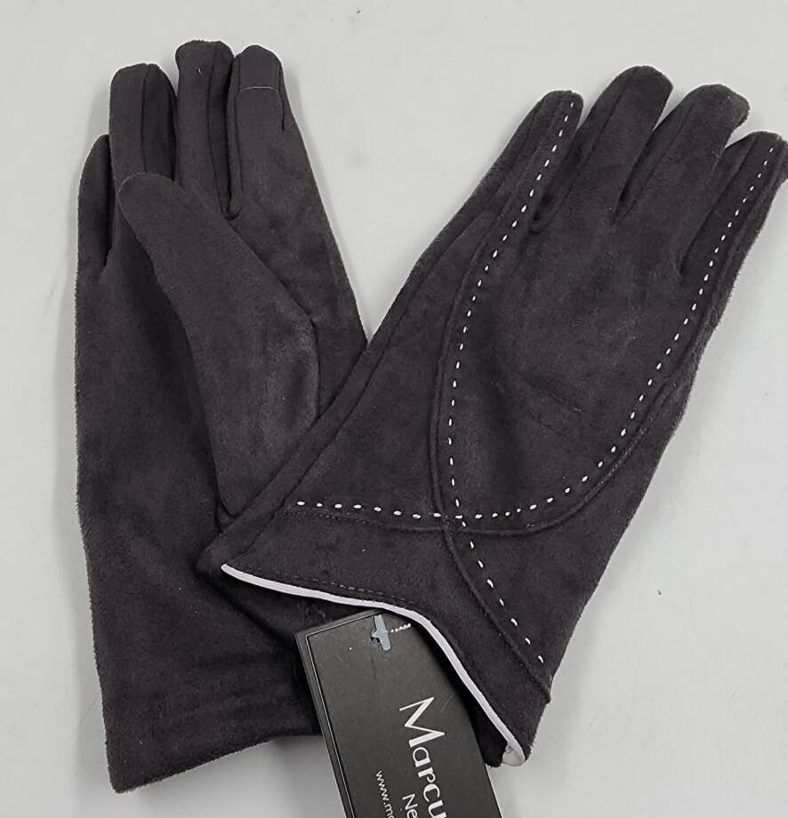 Marcus Adler Stitched Accent Faux Suede Touchscreen Glove Women's Gray