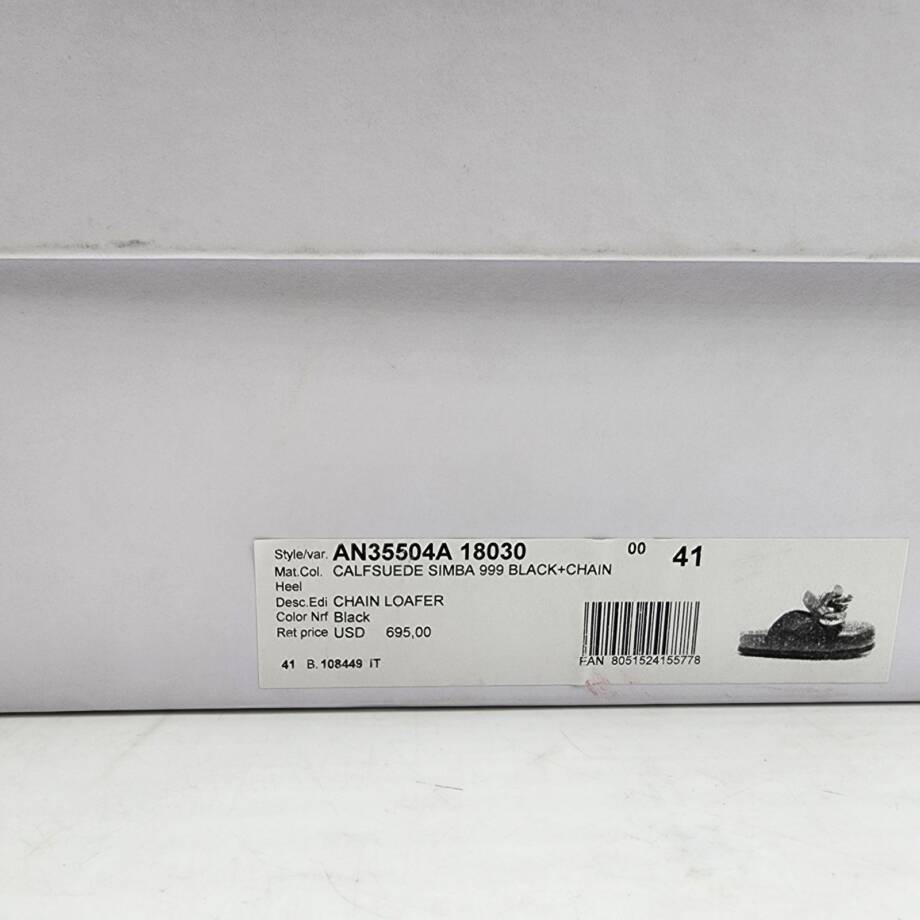 Jw Anderson Chain Slip on Loafer Leather Mules Men's 41 Black