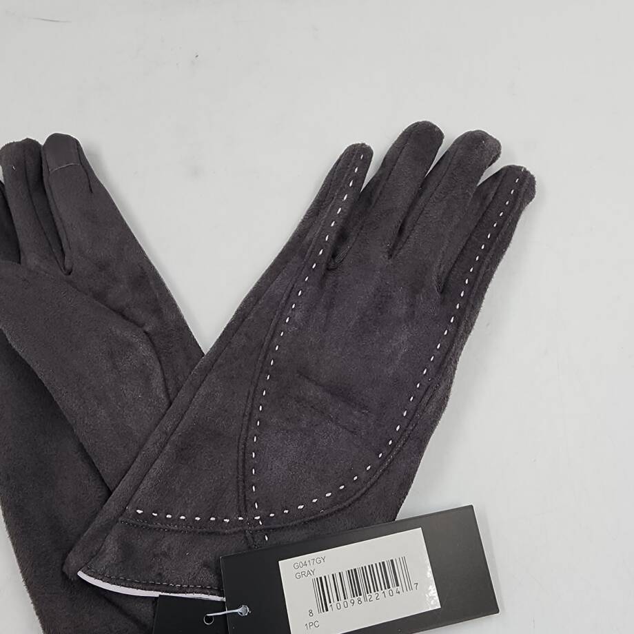 Marcus Adler Stitched Accent Faux Suede Touchscreen Glove Women's Gray