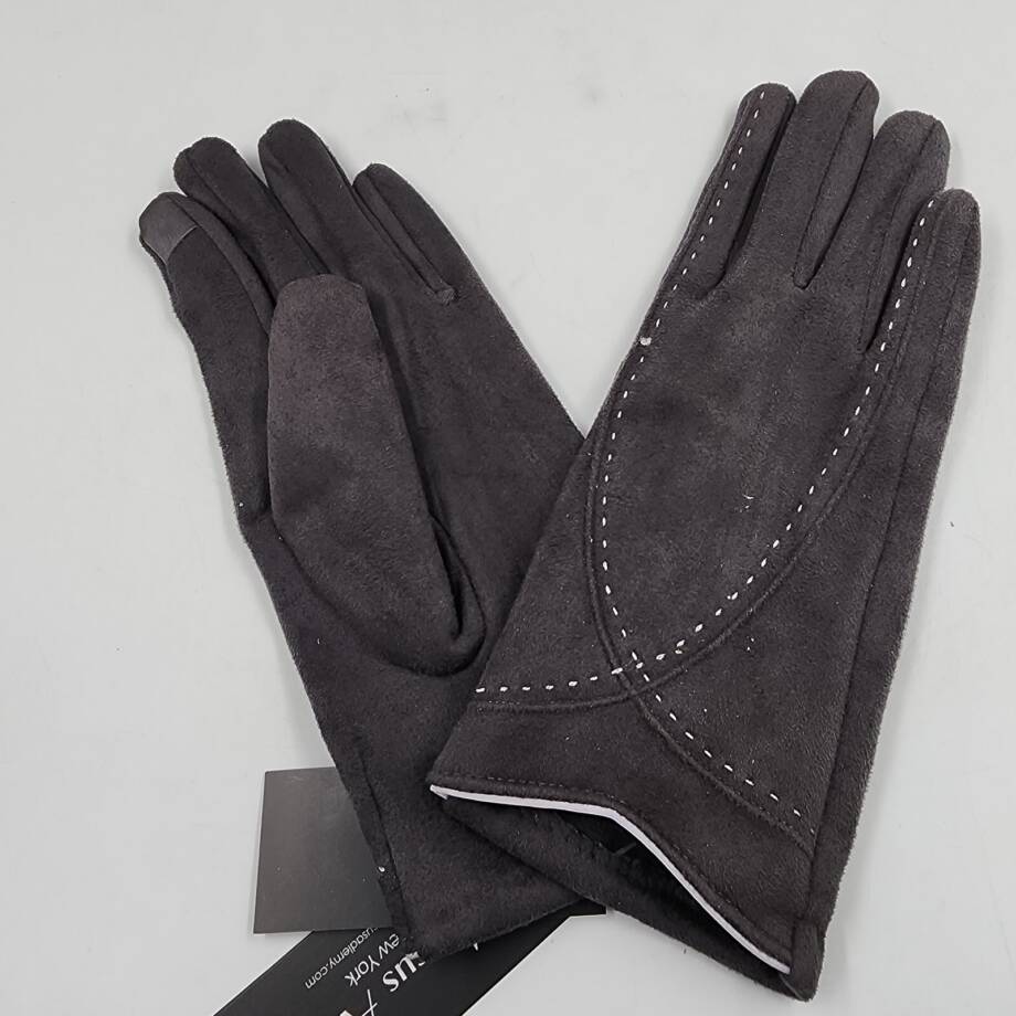 Marcus Adler Stitched Accent Faux Suede Touchscreen Glove Women's Gray