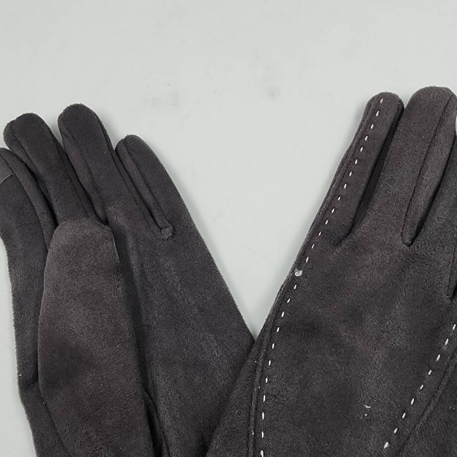 Marcus Adler Stitched Accent Faux Suede Touchscreen Glove Women's Gray