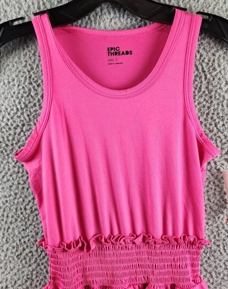Epic Threads Solid Smocked Dress Big Girls S Pink Lightening Round Neck Pullover