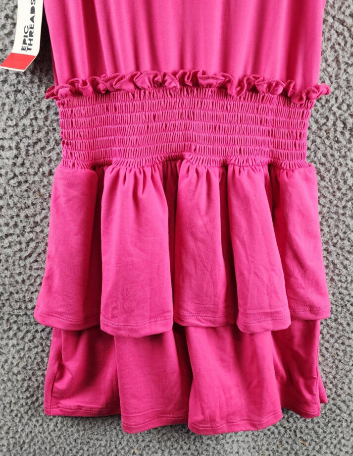 Epic Threads Solid Smocked Dress Big Girls S Pink Lightening Round Neck Pullover