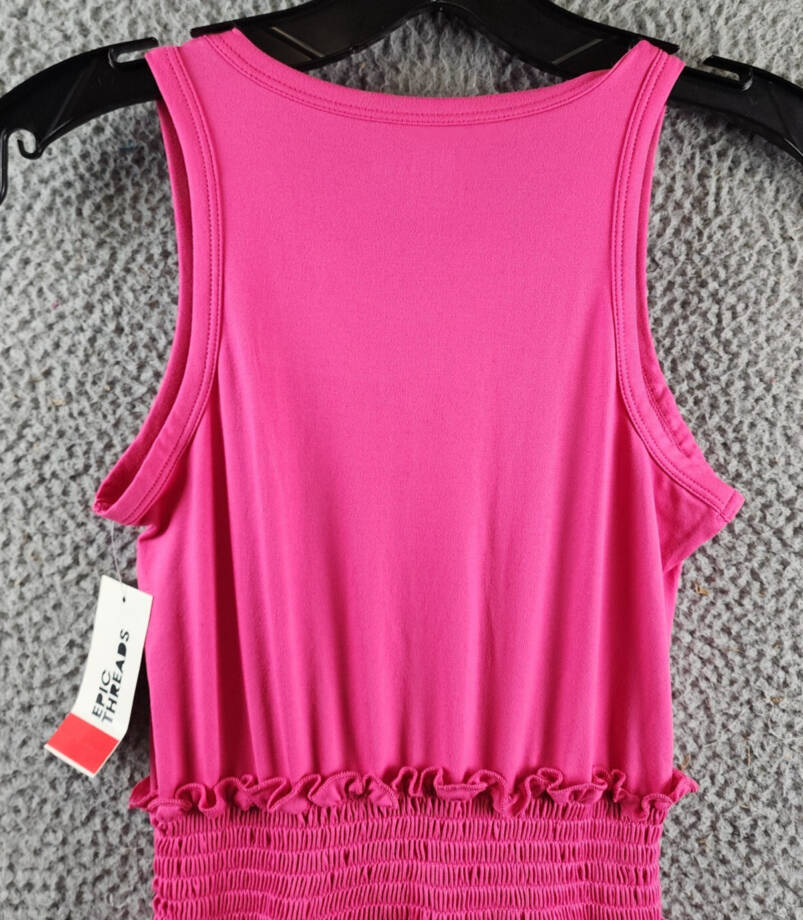 Epic Threads Solid Smocked Dress Big Girls S Pink Lightening Round Neck Pullover