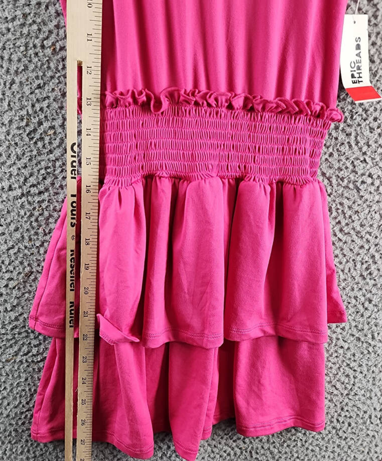 Epic Threads Solid Smocked Dress Big Girls S Pink Lightening Round Neck Pullover