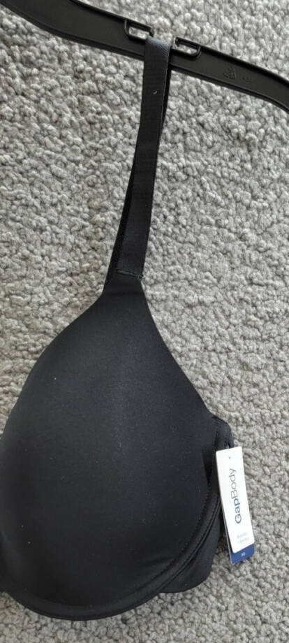 GAP GapBody Everyday Essentials T-Shirt Bra Women's 36D Black back Hook Closure