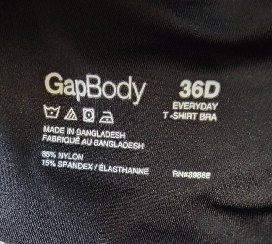 GAP GapBody Everyday Essentials T-Shirt Bra Women's 36D Black back Hook Closure