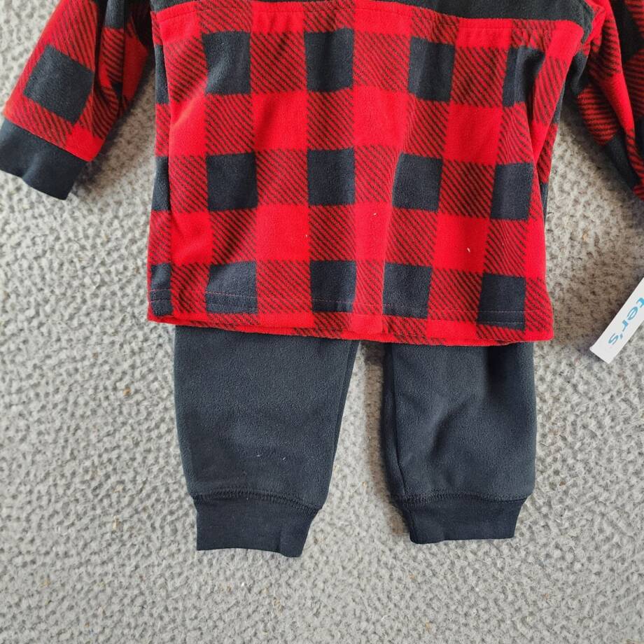 Carter's Buffalo-Check Fleece Jacket and Jogger Pants Set Baby Boys 9M Black/Red