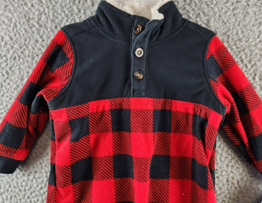 Carter's Buffalo-Check Fleece Jacket and Jogger Pants Set Baby Boys 9M Black/Red