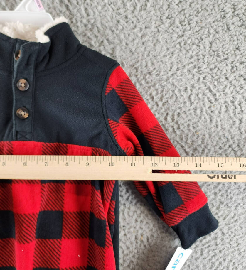 Carter's Buffalo-Check Fleece Jacket and Jogger Pants Set Baby Boys 9M Black/Red