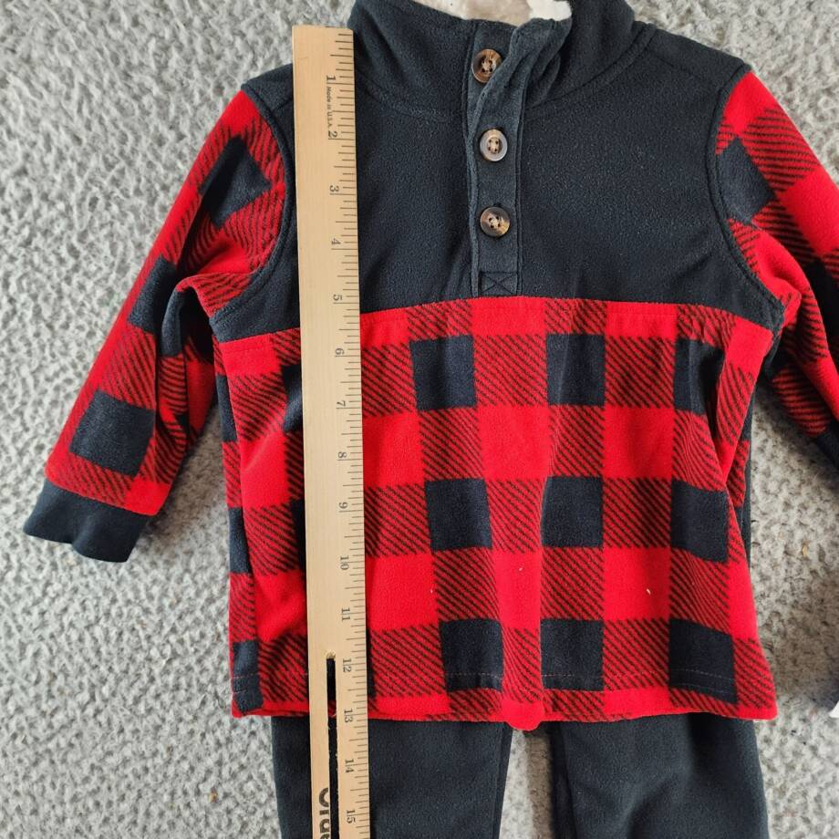 Carter's Buffalo-Check Fleece Jacket and Jogger Pants Set Baby Boys 9M Black/Red