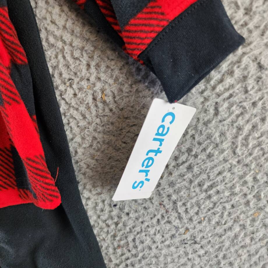 Carter's Buffalo-Check Fleece Jacket and Jogger Pants Set Baby Boys 9M Black/Red