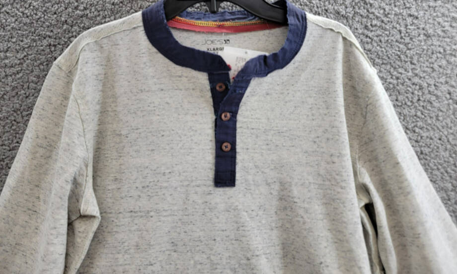 Joe's Jeans Frayed Henley Tee Boys XL 18-20 Oatmeal Heather Long Sleeve Pullover