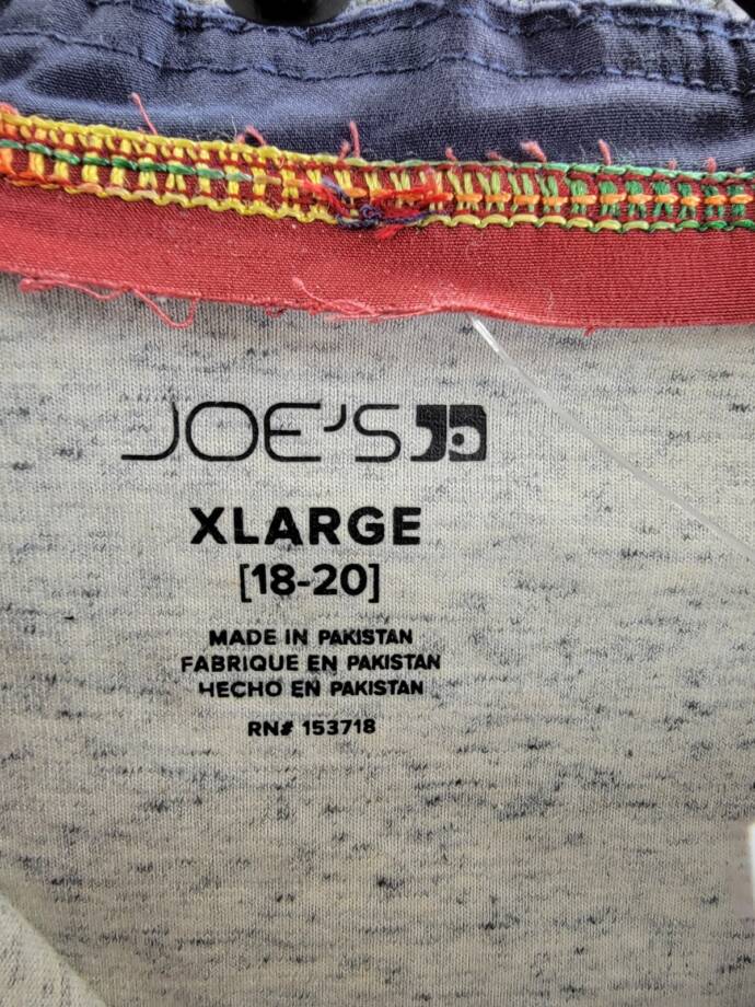 Joe's Jeans Frayed Henley Tee Boys XL 18-20 Oatmeal Heather Long Sleeve Pullover