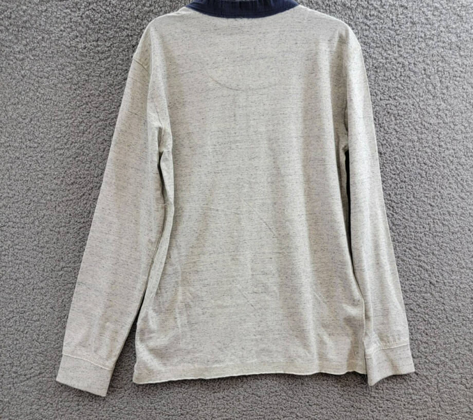 Joe's Jeans Frayed Henley Tee Boys XL 18-20 Oatmeal Heather Long Sleeve Pullover