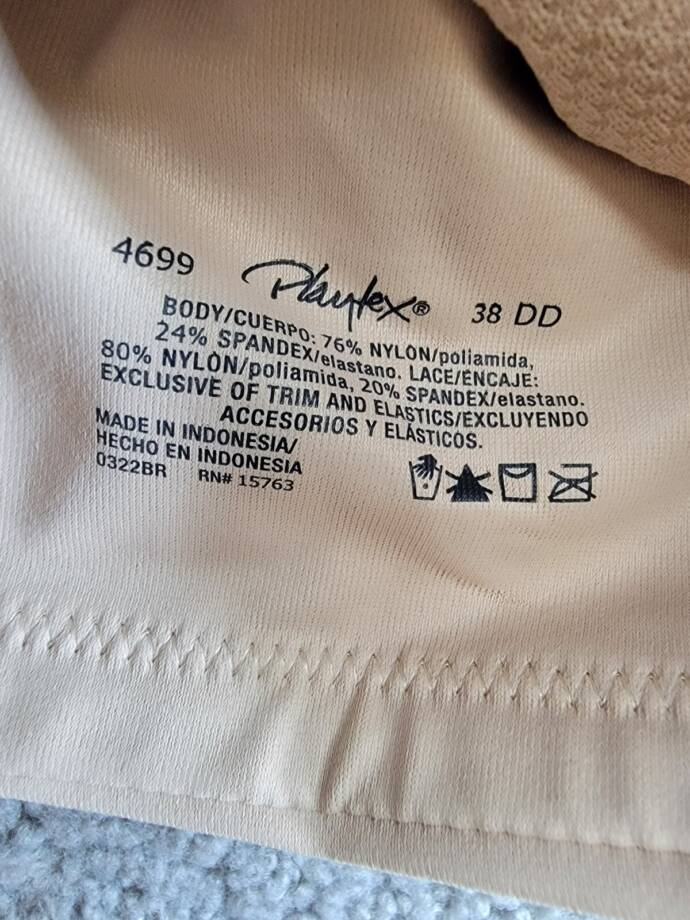 Playtex 18 Hour Bounce Control Wire Free Bra Women's 38DD Taupe Hook & Eye Back