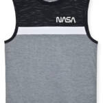 Max & Olivia NASA Graphic Muscle Tank Top Boys' S (6-7) Gray/Black Crew Neck