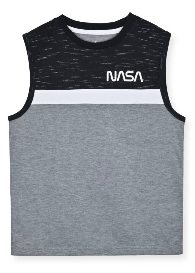 Max & Olivia NASA Graphic Muscle Tank Top Boys' S (6-7) Gray/Black Crew Neck
