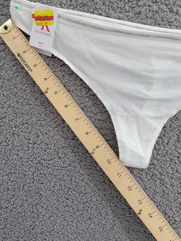 Calvin Klein CK One Singles Thong Underwear Women's XL White Elastic Waist Logo