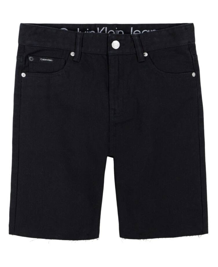 Calvin Klein Loose Fit Denim Shorts Boys 18 Black Belt Loops Button Zip Closure~