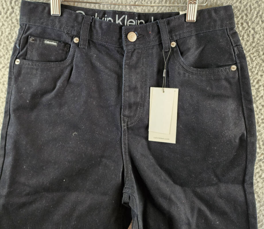 Calvin Klein Loose Fit Denim Shorts Boys 18 Black Belt Loops Button Zip Closure~