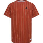 JORDAN MVP Pinstripe Graphic Tee Boys' L Dune Red Crewneck Short Sleeves W/ Logo