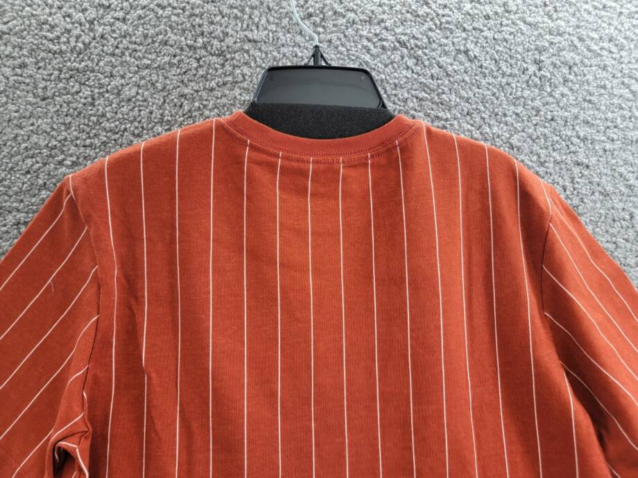JORDAN MVP Pinstripe Graphic Tee Boys' L Dune Red Crewneck Short Sleeves W/ Logo