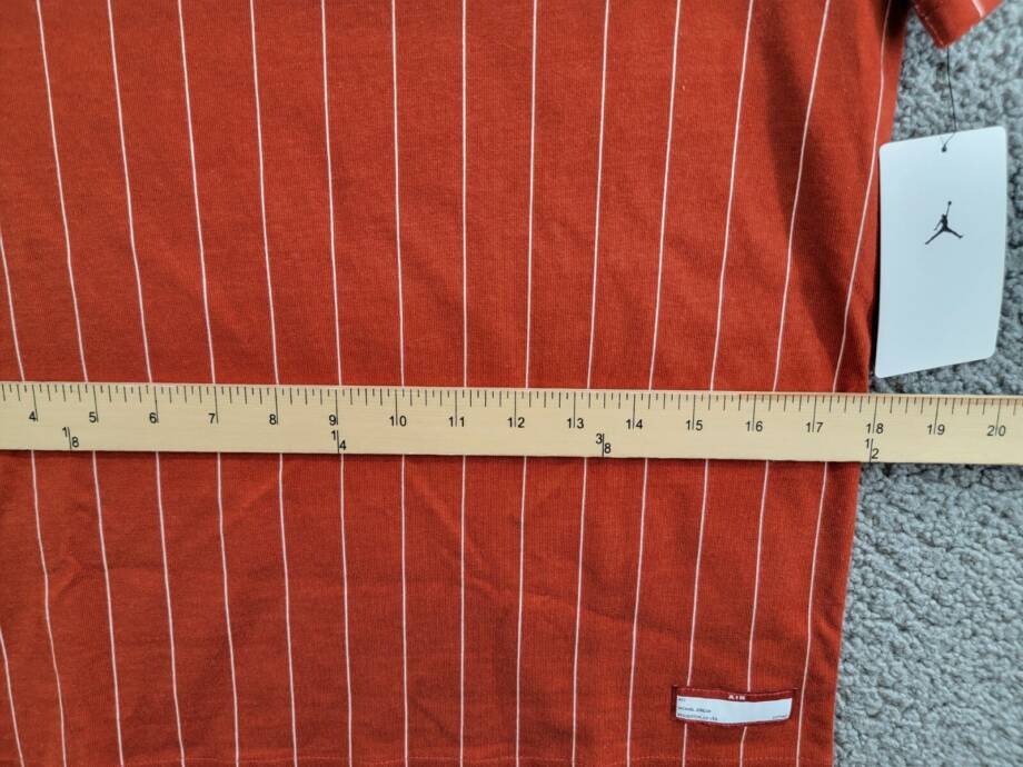 JORDAN MVP Pinstripe Graphic Tee Boys' L Dune Red Crewneck Short Sleeves W/ Logo