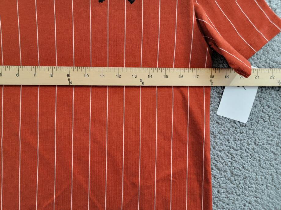 JORDAN MVP Pinstripe Graphic Tee Boys' L Dune Red Crewneck Short Sleeves W/ Logo