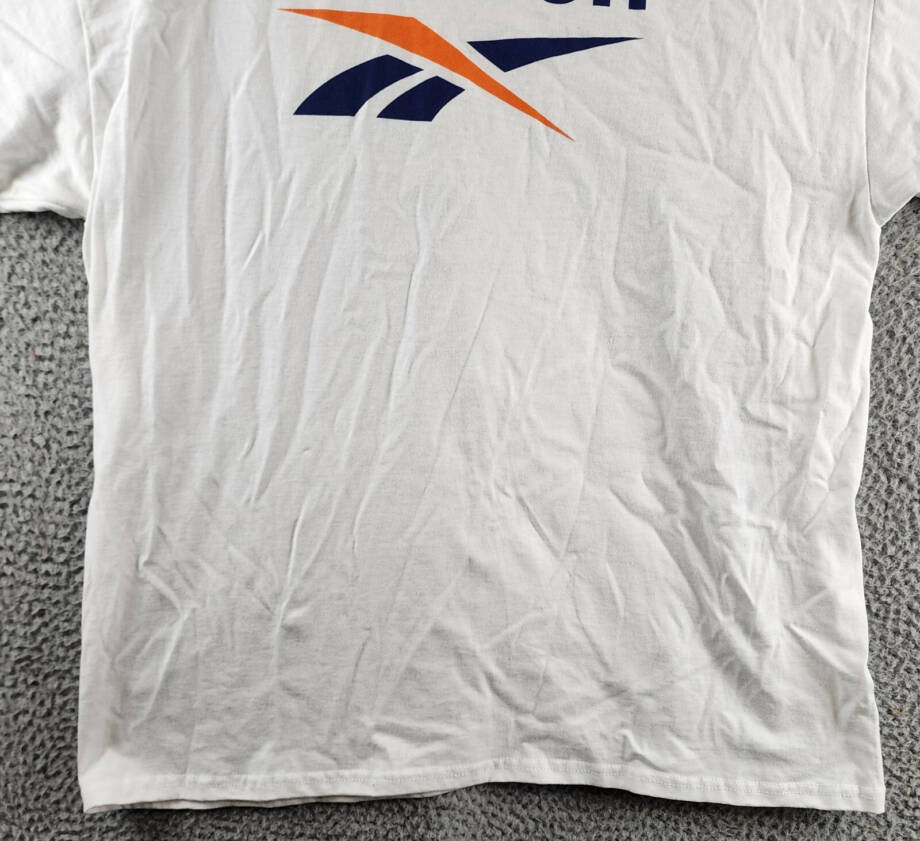 Reebok Spinster Classic Logo Graphic T-Shirt Mens XL White Crewneck Short Sleeve