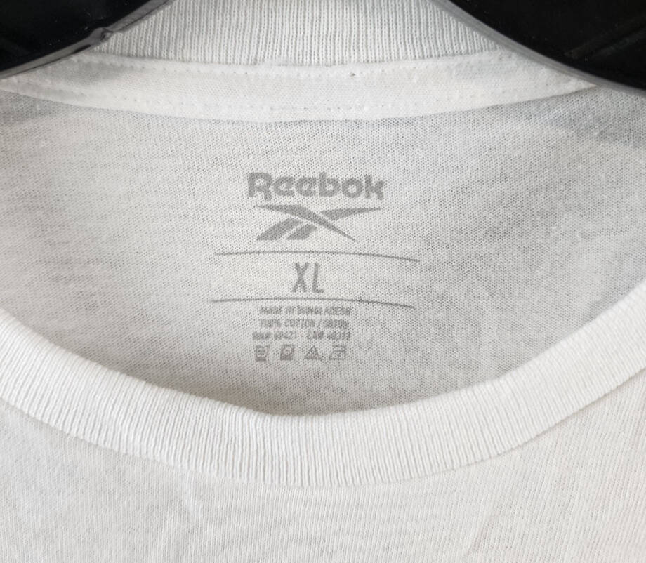 Reebok Spinster Classic Logo Graphic T-Shirt Mens XL White Crewneck Short Sleeve