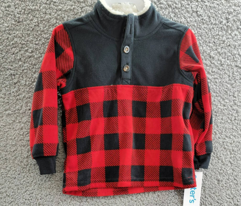Carter's Buffalo-Check Fleece Jacket & Jogger Pants Set Baby Boys 24M Red/Black