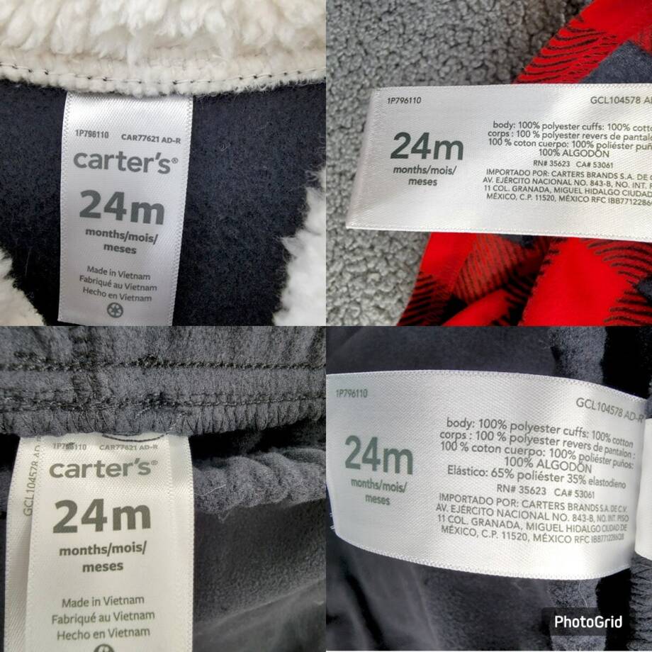 Carter's Buffalo-Check Fleece Jacket & Jogger Pants Set Baby Boys 24M Red/Black