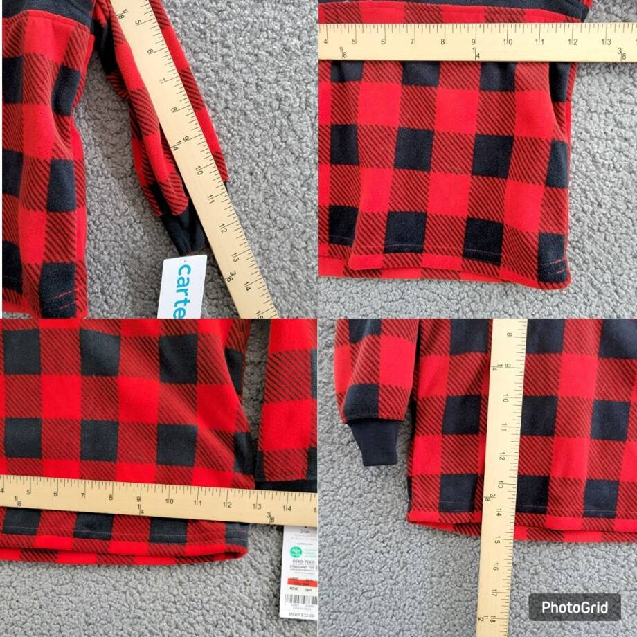 Carter's Buffalo-Check Fleece Jacket & Jogger Pants Set Baby Boys 24M Red/Black
