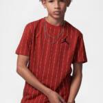 JORDAN Air Jordan MVP Pinstripe Graphic Tee Boys' M Dune Red Crewneck Pullover