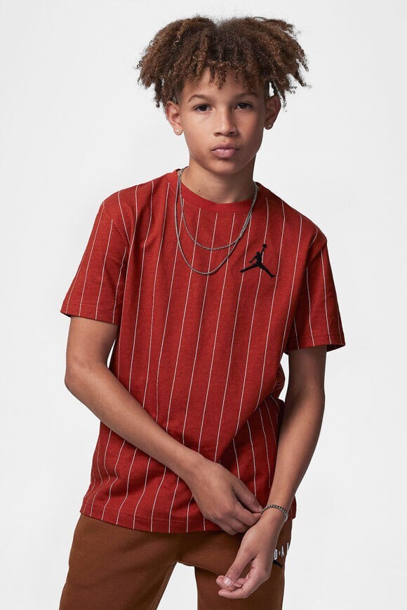 JORDAN Air Jordan MVP Pinstripe Graphic Tee Boys' M Dune Red Crewneck Pullover