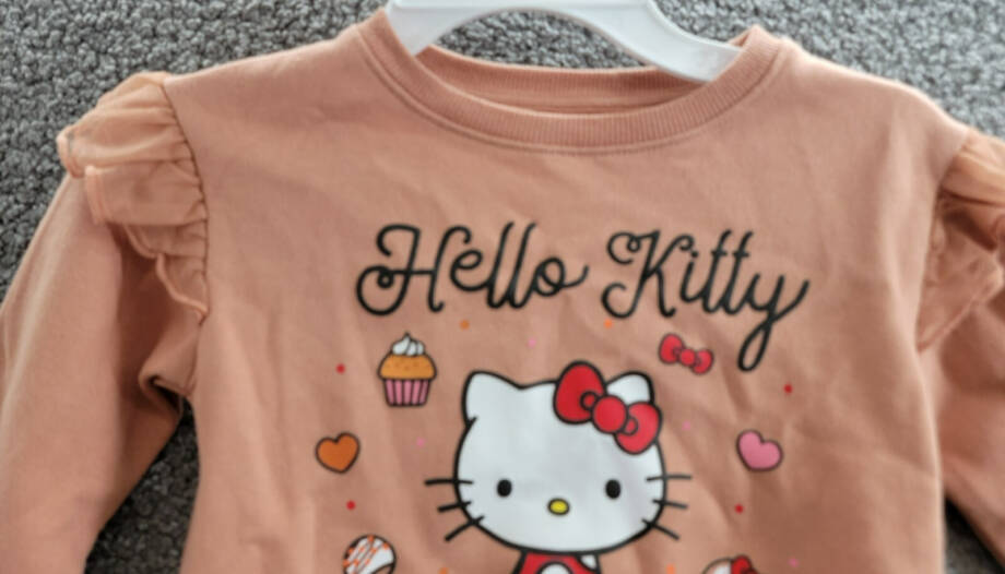 Hello Kitty Long Sleeve Ruffle Sweatshirt Toddler Girls 3T Brown Multi Crew Neck