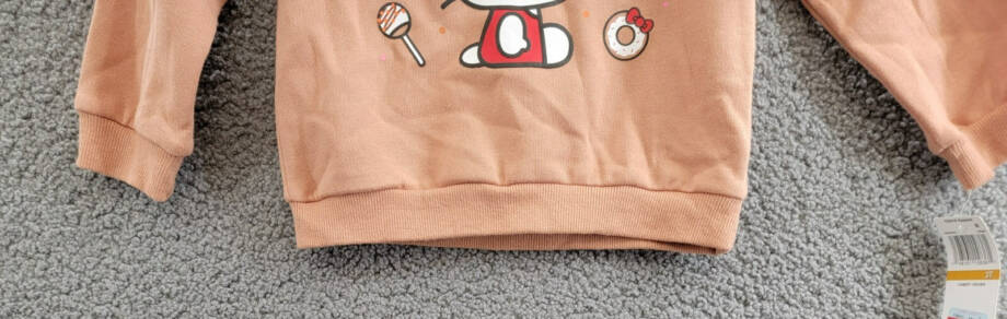 Hello Kitty Long Sleeve Ruffle Sweatshirt Toddler Girls 3T Brown Multi Crew Neck
