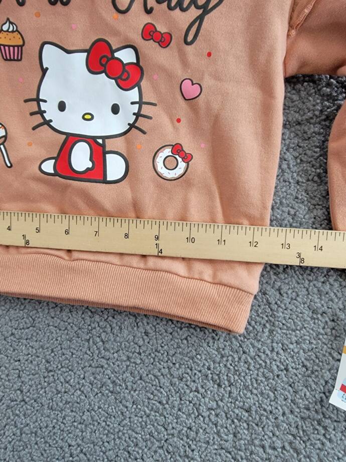 Hello Kitty Long Sleeve Ruffle Sweatshirt Toddler Girls 3T Brown Multi Crew Neck